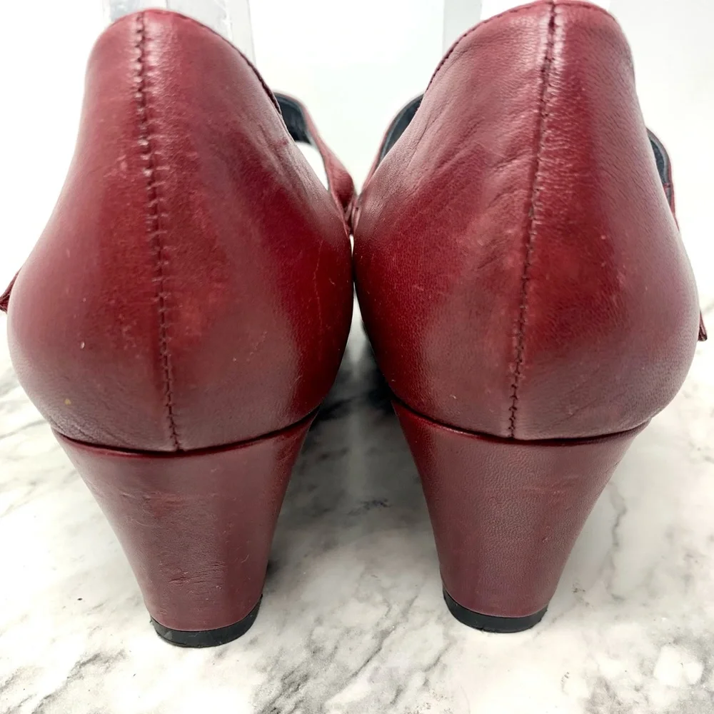 Umberto Raffini Red Leather Comfort Mary Janes 39.5 Retro Whimsigoth Avant Garde
